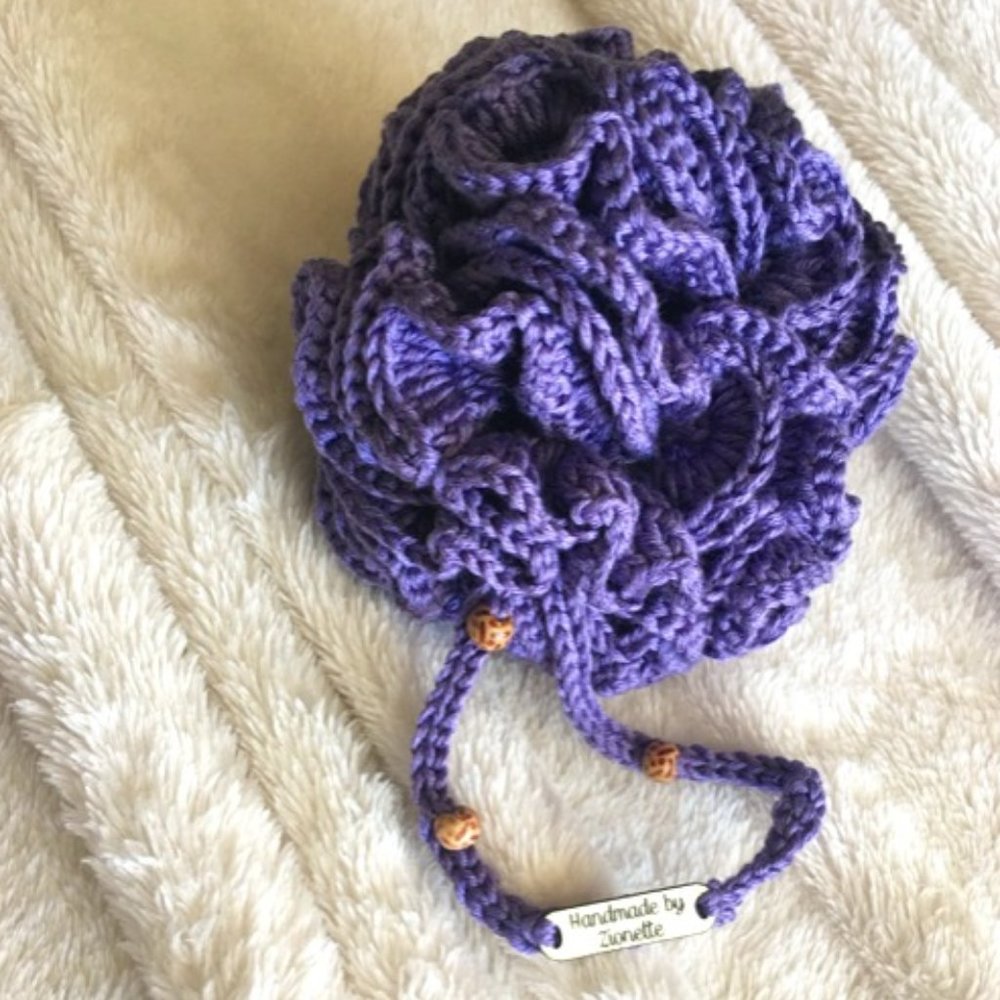 Hand Crafted Beaded Nuboo (bamboo pulp) Thistle Bath Pouf